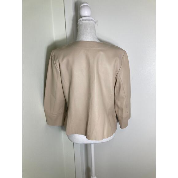 J'Envie Cream Genuine Leather Perforated Jacket Sz M - Picture 2 of 3